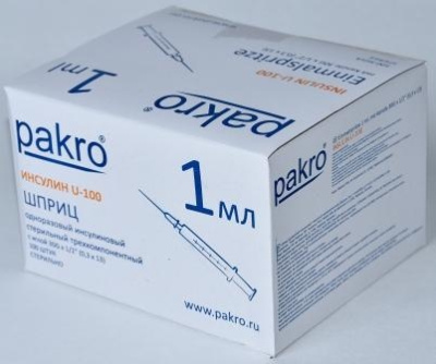 1 мл трехкомпонентный шприц Pakro инсулиновый U100 , с иглой 0,3х13, 100 шт купить оптом в Иваново